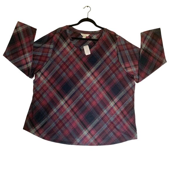 CJ Banks NWT Purple Plaid Tunic Blouse-Size 3X-24/26 - Picture 2 of 6